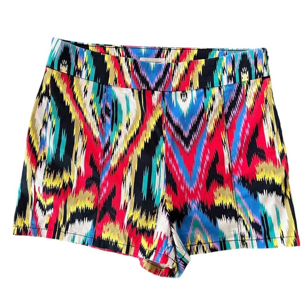 Anthropologie Silence + Noise women's multicolor shorts size 10 zip back, pocket